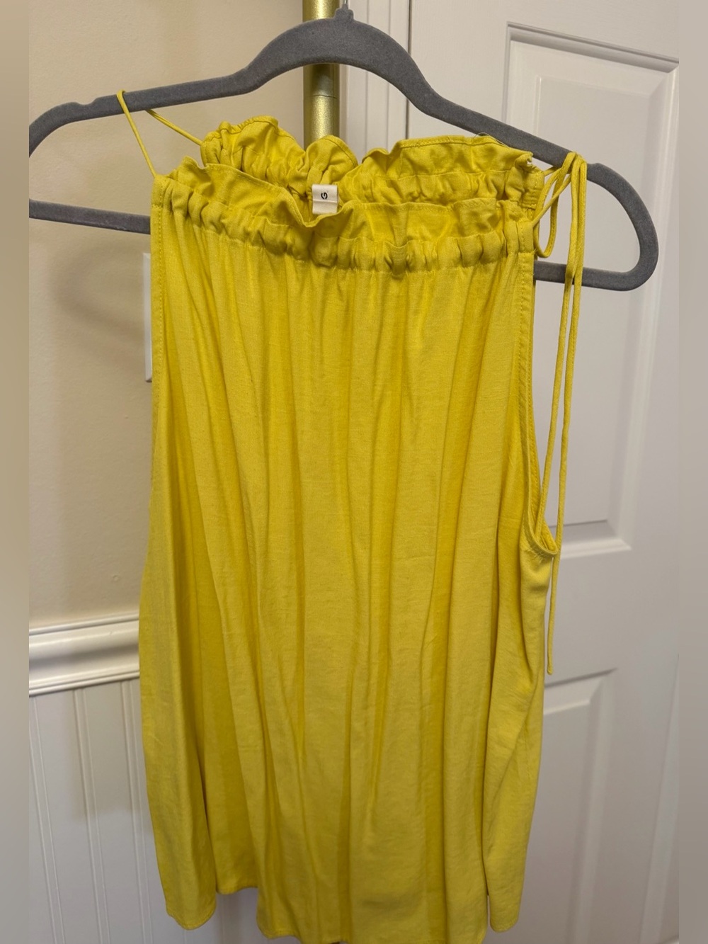 Yellow Ruffled Neck Sleeveless Tank
